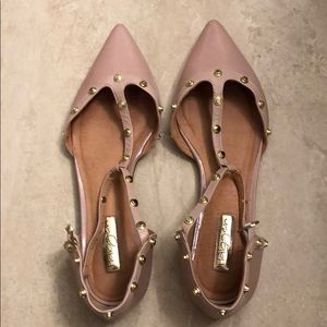 Pink and gold studded flats